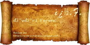 Óvári Ferenc névjegykártya